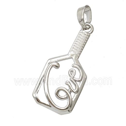 Pickleball Paddle Charms Copper Pendant Sports Platinum Plated