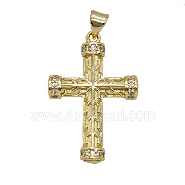 Copper Cross Pendant Pave Zirconia Gold Plated