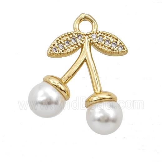 Copper Cherry Pendant Pave Resin Gold Plated