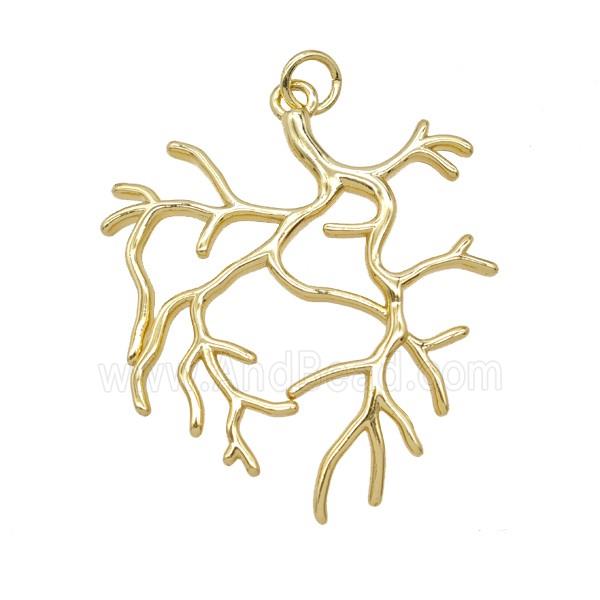 Copper Tree Branch Pendant Gold Plated