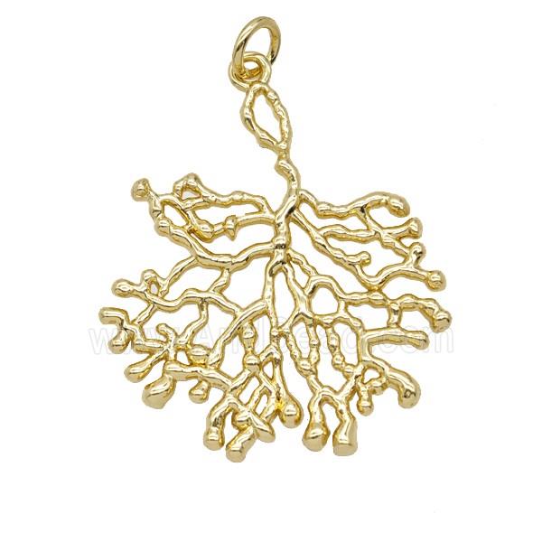 Copper Tree Branch Pendant Gold Plated