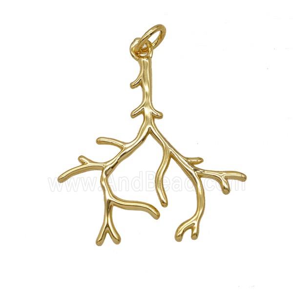 Copper Tree Branch Pendant Gold Plated
