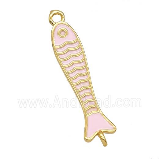 Copper Fish Connector Pink Enamel Gold Plated