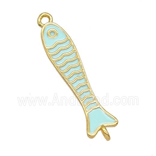 Copper Fish Connector Lt.green Enamel Gold Plated