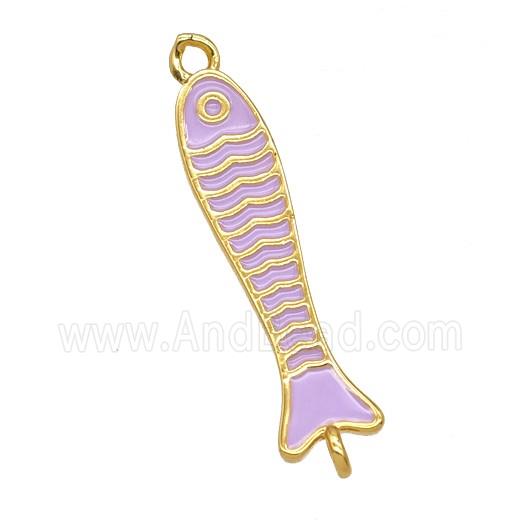 Copper Fish Connector Lavender Enamel Gold Plated