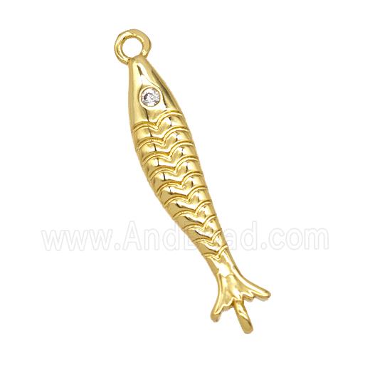 Copper Fish Connector Pave Zirconia Gold Plated