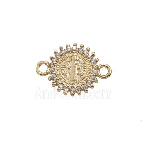 Copper Jesus Connector Pave Zirconia Gold Plated