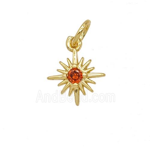 Copper Star Pendant Pave Zirconia 18K Gold Plated