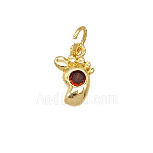 Copper Footprint Pendant Pave Zirconia 18K Gold Plated