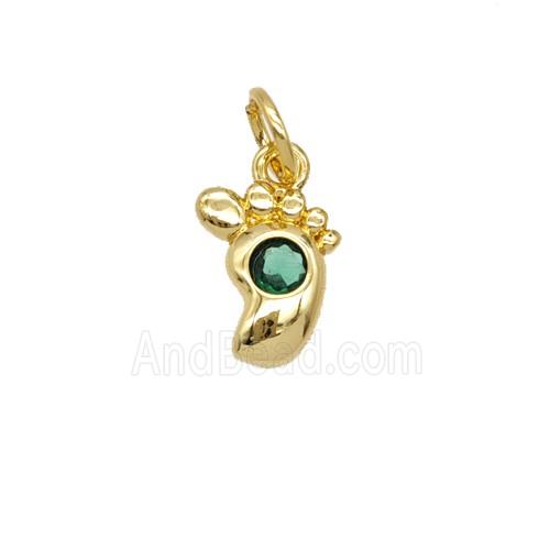 Copper Footprint Pendant Pave Zirconia 18K Gold Plated