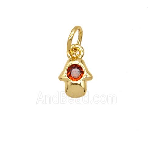 Copper Hamsahand Pendant Pave Zirconia 18K Gold Plated