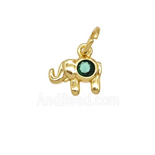 Copper Elephant Pendant Pave Zirconia 18K Gold Plated