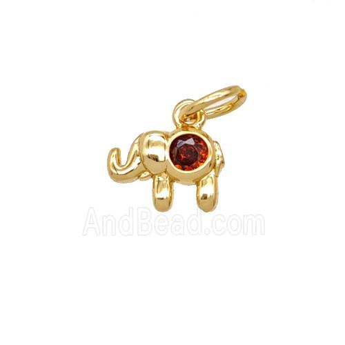 Copper Elephant Pendant Pave Zirconia 18K Gold Plated