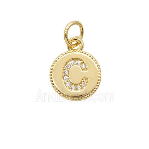Copper Letter-C Pendant Pave Zirconia 18K Gold Plated