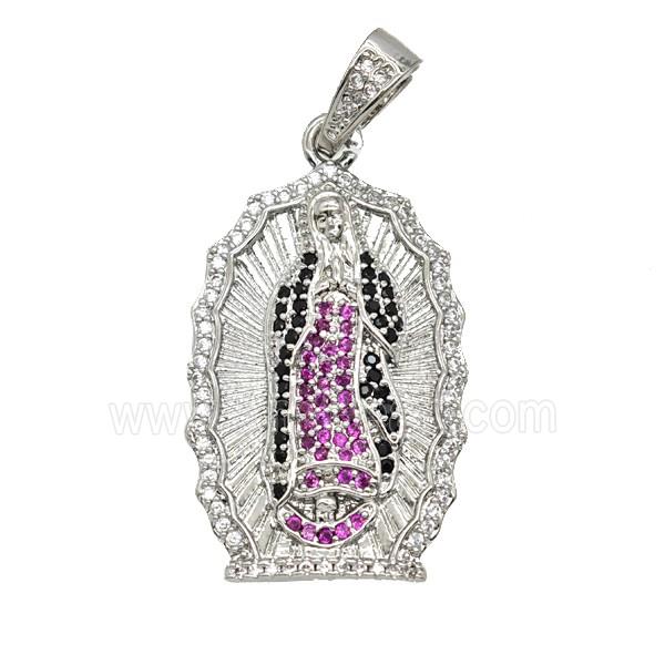 Copper Jesus Pendant Pave Zirconia Platinum Plated