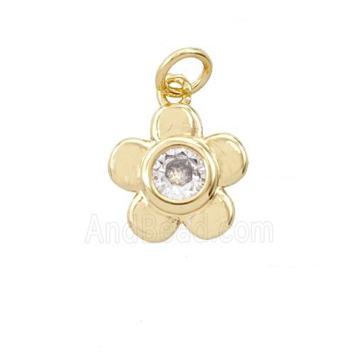 Copper Flower Pendant Pave Zirconia 18K Gold Plated
