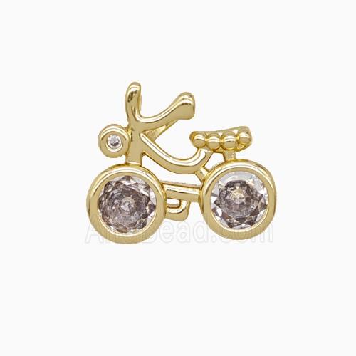 Copper Bicycle Pendant Pave Zirconia Sports Gold Plated