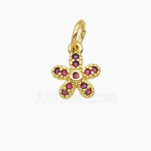 Copper Flower Pendant Pave Zirconia Gold Plated