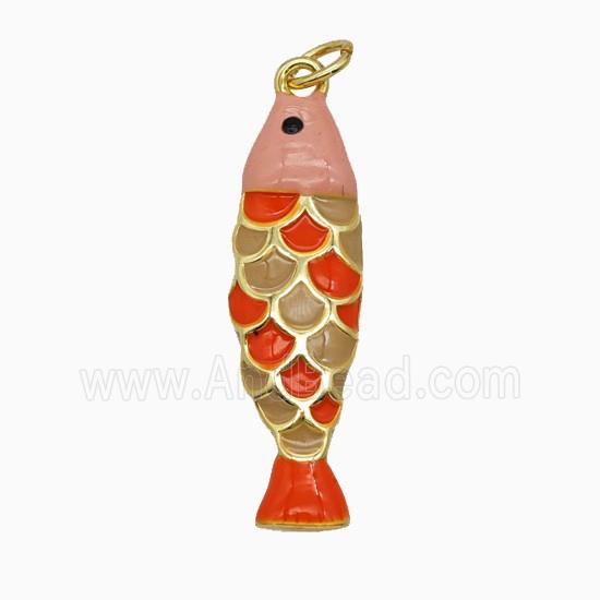 Copper Fish Pendant Enamel Gold Plated
