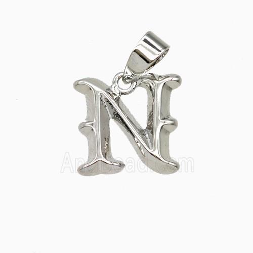 Copper Letter-N Pendant Platinum Plated