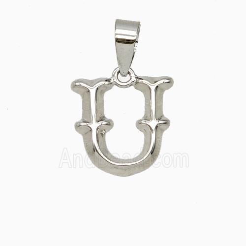 Copper Letter-U Pendant Platinum Plated