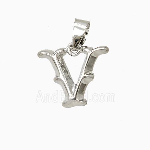 Copper Letter-V Pendant Platinum Plated