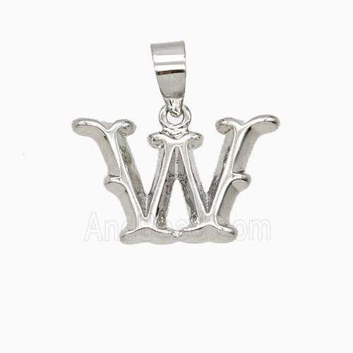 Copper Letter-W Pendant Platinum Plated
