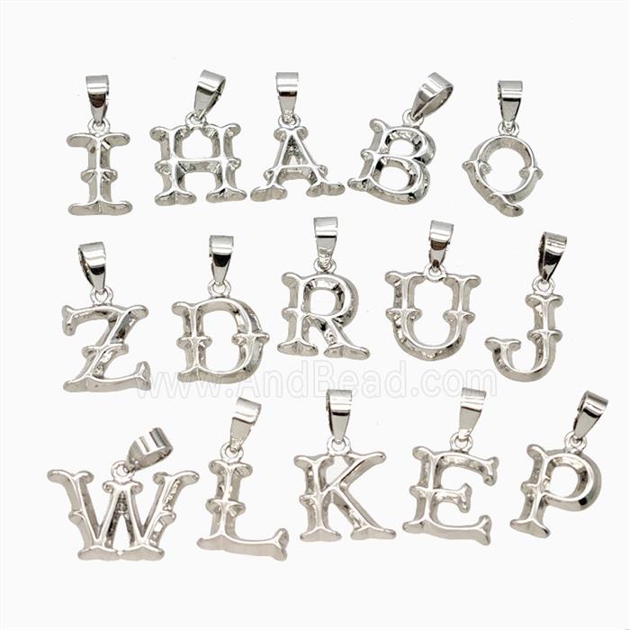 Copper Alphabet Pendant Platinum Plated Mixed Letters
