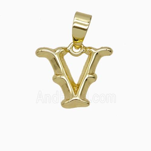Copper Letter-V Pendant Gold Plated
