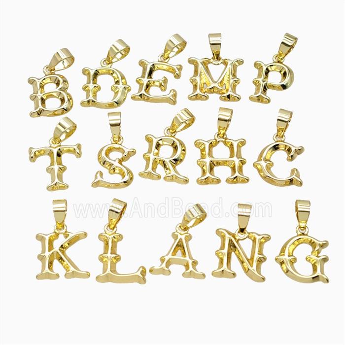 Copper Alphabet Pendant Gold Plated Mixed Letters