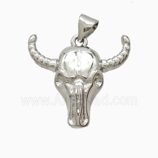 Copper Bullhead Pendant Platinum Plated