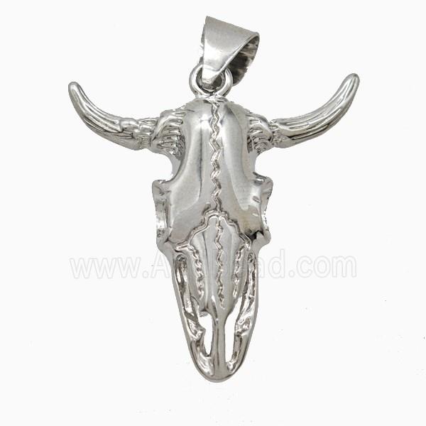 Copper Bullhead Pendant Platinum Plated
