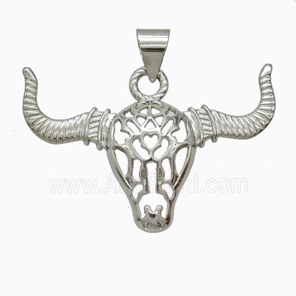 Copper Bullhead Pendant Platinum Plated