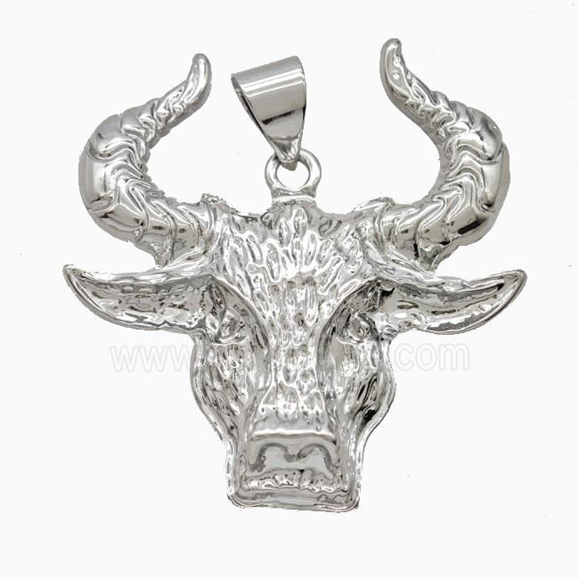 Copper Bullhead Pendant Platinum Plated