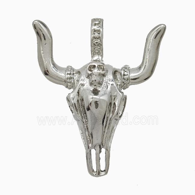 Copper Bullhead Pendant Platinum Plated