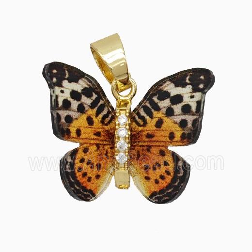Orange Resin Butterfly Pendant Gold Plated