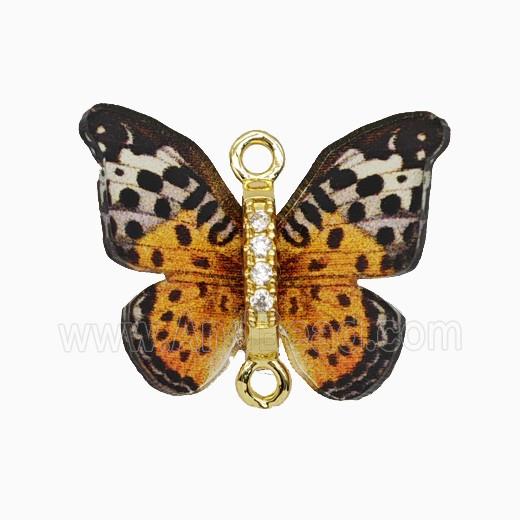 Orange Resin Butterfly Connector Gold Plated
