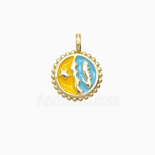 Copper Star and Oceanfish Pendant Enamel Gold Plated