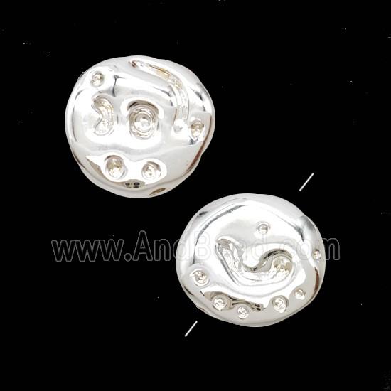 Copper Beads Hammered Shiny Silver