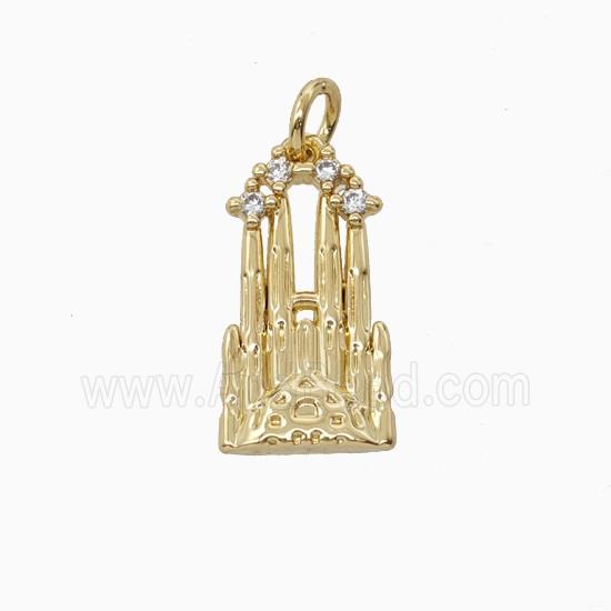 Copper Pendant Pave Zircon, Gold Plated
