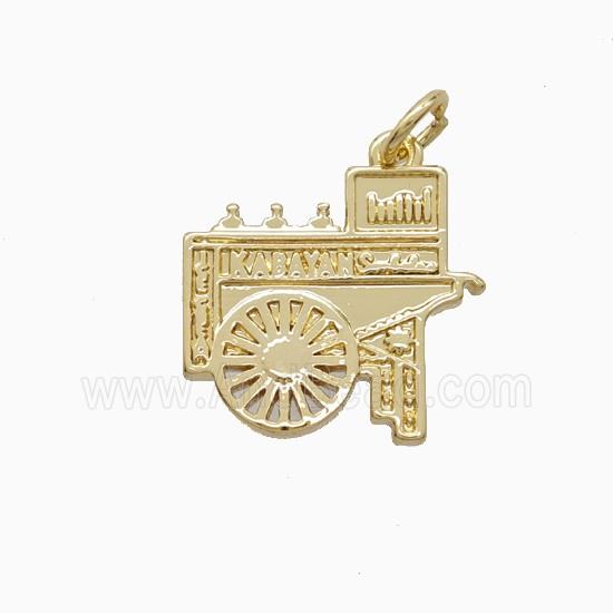 Copper Pendant Pave Zircon, Gold Plated