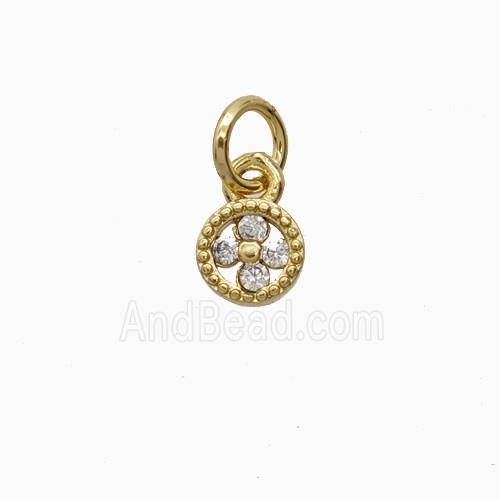 Copper Pendant Pave Zircon, Gold Plated