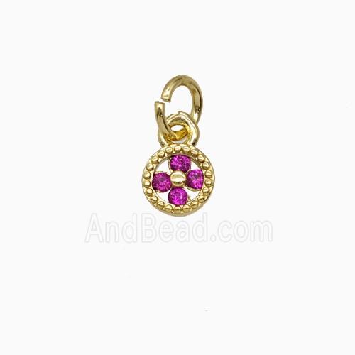 Copper Pendant Pave Zircon, Gold Plated