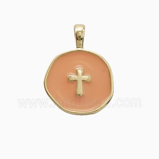Copper Cross Pendant Enamel Gold Plated