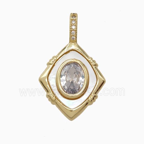Copper Pendant Pave Zircon, Gold Plated