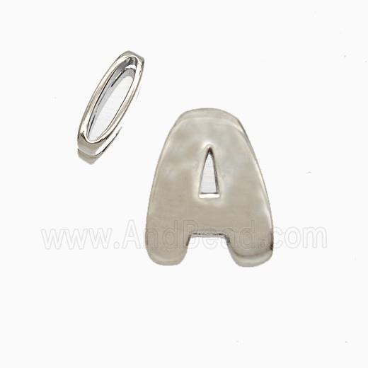 Copper Letter-A Beads Flat Hole Platinum Plated