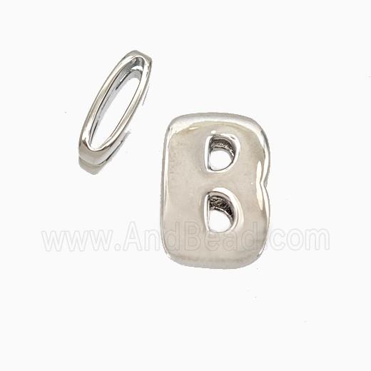 Copper Letter-B Beads Flat Hole Platinum Plated