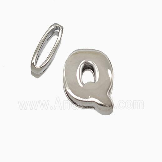 Copper Letter-Q Beads Flat Hole Platinum Plated