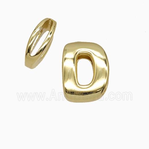 Copper Letter-D Beads Flat Hole Gold Plated