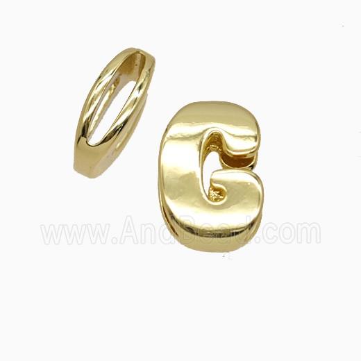 Copper Letter-G Beads Flat Hole Gold Plated
